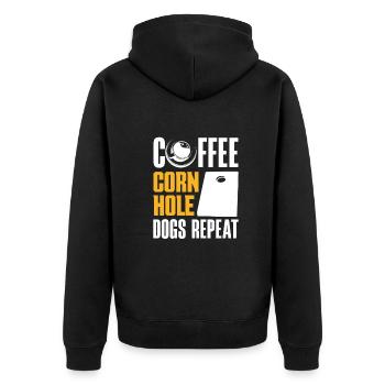 Funny Cornhole Player Gift - Unisex Premium Organic Zip Hoodie - black - Back - Nico (187cm)