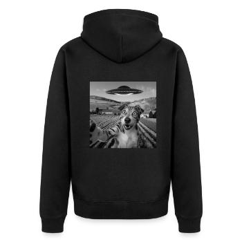 Rencontre extraterrestre Chien Selfie - Veste à capuche bio Premium Unisexe - noir - Dos - Nico (187cm)