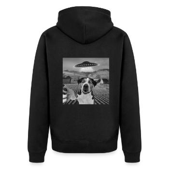 Rencontre extraterrestre Chien Selfie - Veste à capuche bio Premium Unisexe - noir - Dos - Nico (187cm)