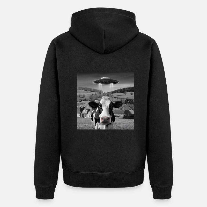Alien Rencontre Vache Selfie - Veste à capuche bio Premium Unisexe - noir