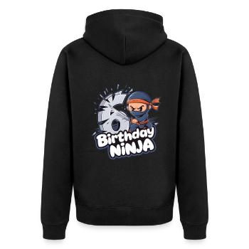 This Little Ninja Is 6 Birthday Shirt - Unisex Premium Organic Zip Hoodie - black - Back - Nico (187cm)