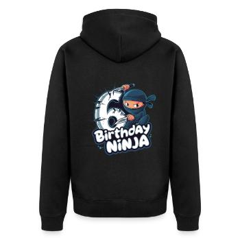 This Little Ninja Is 6 Birthday Shirt - Unisex Premium Organic Zip Hoodie - black - Back - Nico (187cm)