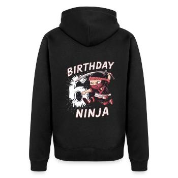 This Little Ninja Is 6 Birthday Shirt - Unisex Premium Organic Zip Hoodie - black - Back - Nico (187cm)