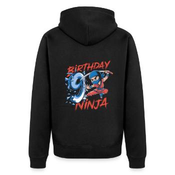 This Little Ninja Is 9 Birthday T-Shirt - Unisex Premium Organic Zip Hoodie - black - Back - Nico (187cm)
