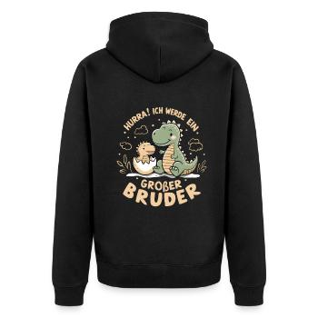 Je vais être un grand frère dinosaure dinosaure - Veste à capuche bio Premium Unisexe - noir - Dos - Nico (187cm)