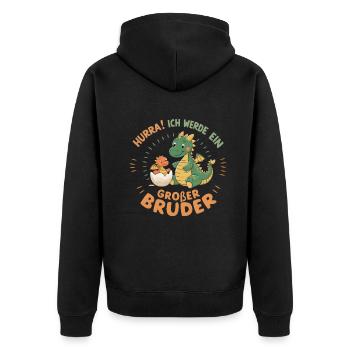 Je vais être un grand frère dragon - Veste à capuche bio Premium Unisexe - noir - Dos - Nico (187cm)