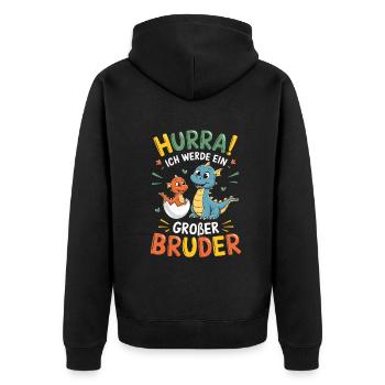 I'm going to be a big brother dragon - Unisex Premium Organic Zip Hoodie - black - Back - Nico (187cm)