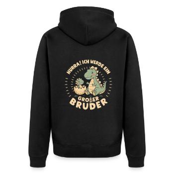Je vais être un grand frère dinosaure dinosaure - Veste à capuche bio Premium Unisexe - noir - Dos - Nico (187cm)