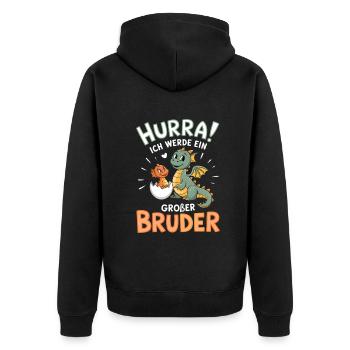 I'm going to be a big brother dragon - Unisex Premium Organic Zip Hoodie - black - Back - Nico (187cm)