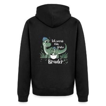 Je vais être un grand frère dinosaure dinosaure - Veste à capuche bio Premium Unisexe - noir - Dos - Nico (187cm)