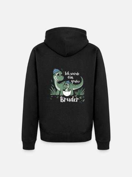 Je vais être un grand frère dinosaure dinosaure - Veste à capuche bio Premium Unisexe - noir