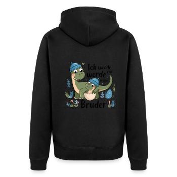 Je vais être un grand frère dinosaure dinosaure - Veste à capuche bio Premium Unisexe - noir - Dos - Nico (187cm)