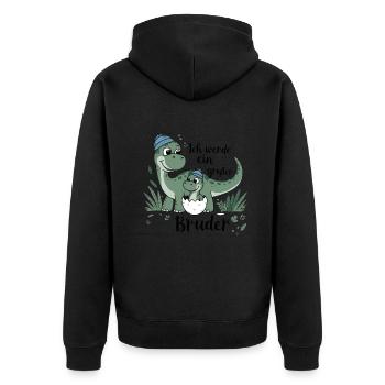 Je vais être un grand frère dinosaure dinosaure - Veste à capuche bio Premium Unisexe - noir - Dos - Nico (187cm)