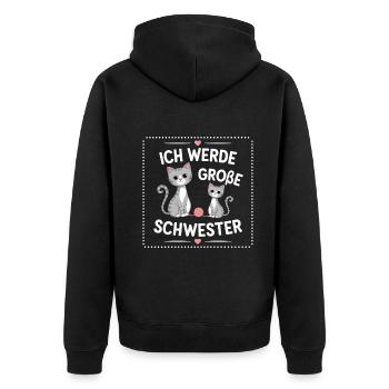 Ich werde eine große Schwester Katze Katzen - Unisex Premium Bio Zip Hoodie - Schwarz - Hinten - Nico (187cm)