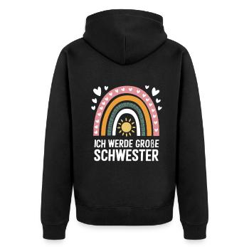 Je vais être grande sœur arc-en-ciel boho - Veste à capuche bio Premium Unisexe - noir - Dos - Nico (187cm)