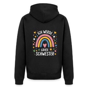 Je vais être grande sœur arc-en-ciel boho - Veste à capuche bio Premium Unisexe - noir - Dos - Nico (187cm)