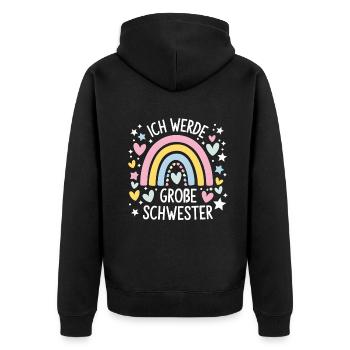 Je vais être grande sœur arc-en-ciel boho - Veste à capuche bio Premium Unisexe - noir - Dos - Nico (187cm)