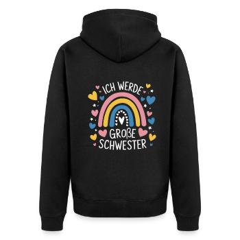 Je vais être grande sœur arc-en-ciel boho - Veste à capuche bio Premium Unisexe - noir - Dos - Nico (187cm)