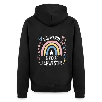 Je vais être grande sœur arc-en-ciel boho - Veste à capuche bio Premium Unisexe - noir - Dos - Nico (187cm)