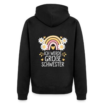 Ich Werde Große Schwester Regenbogen Boho - Unisex Premium Bio Zip Hoodie - Schwarz - Hinten - Nico (187cm)