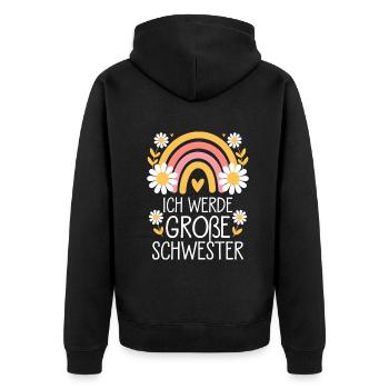 Ich Werde Große Schwester Regenbogen Boho - Unisex Premium Bio Zip Hoodie - Schwarz - Hinten - Nico (187cm)
