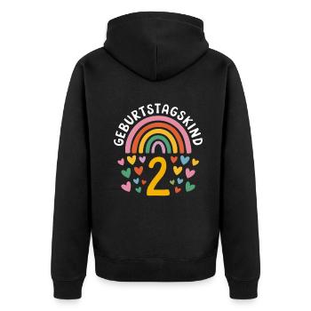 2nd Birthday Girl Rainbow - Unisex Premium Organic Zip Hoodie - black - Back - Nico (187cm)