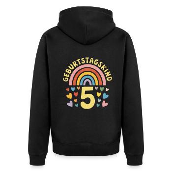 5ème anniversaire fille arc-en-ciel - Veste à capuche bio Premium Unisexe - noir - Dos - Nico (187cm)