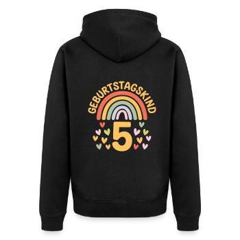 5ème anniversaire fille arc-en-ciel - Veste à capuche bio Premium Unisexe - noir - Dos - Nico (187cm)