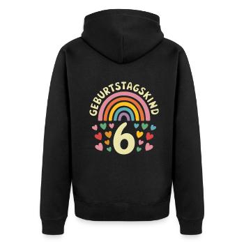 6ème anniversaire fille arc-en-ciel - Veste à capuche bio Premium Unisexe - noir - Dos - Nico (187cm)