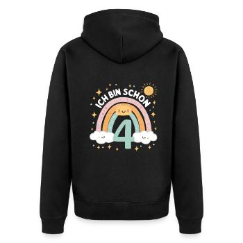 4th Birthday Shirt Rainbow Cloud - Unisex Premium Organic Zip Hoodie - black - Back - Nico (187cm)