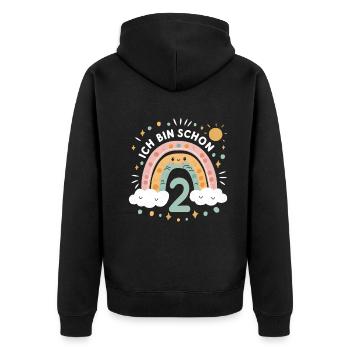2nd Birthday Shirt Rainbow Cloud - Unisex Premium Organic Zip Hoodie - black - Back - Nico (187cm)
