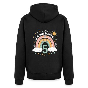 Chemise 5ème anniversaire Nuage Arc-en-ciel - Veste à capuche bio Premium Unisexe - noir - Dos - Nico (187cm)