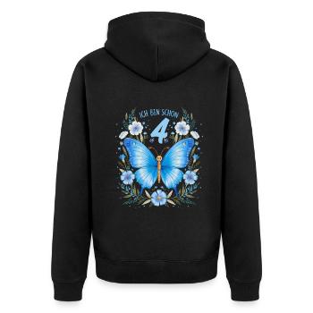 4th Birthday Butterfly Children's Birthday Party - Unisex Premium Organic Zip Hoodie - black - Back - Nico (187cm)