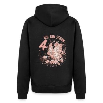 4th Birthday Butterfly Children's Birthday Party - Unisex Premium Organic Zip Hoodie - black - Back - Nico (187cm)