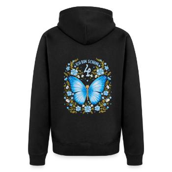 4th Birthday Butterfly Children's Birthday Party - Unisex Premium Organic Zip Hoodie - black - Back - Nico (187cm)