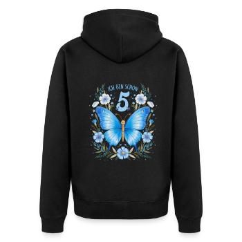 5th Birthday Butterfly Children's Birthday Party - Unisex Premium Organic Zip Hoodie - black - Back - Nico (187cm)