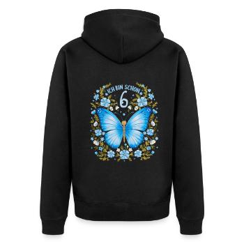 6th Birthday Butterfly Children's Birthday Party - Unisex Premium Organic Zip Hoodie - black - Back - Nico (187cm)