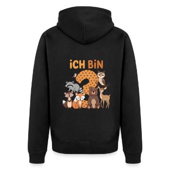 3rd Birthday 3 Years Forest Animals Forest Animals - Unisex Premium Organic Zip Hoodie - black - Back - Nico (187cm)