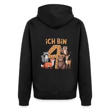 4th Birthday 4 Years Forest Animals Forest Animals - Unisex Premium Organic Zip Hoodie - black - Back - Nico (187cm)