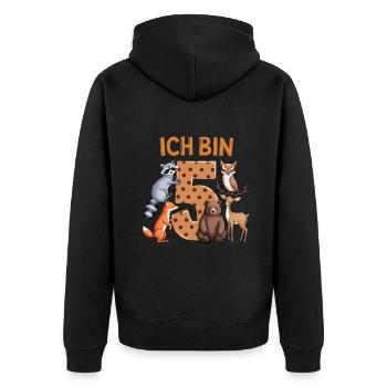 5th Birthday 5 Years Forest Animals Forest Animals - Unisex Premium Organic Zip Hoodie - black - Back - Nico (187cm)
