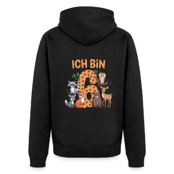 6th Birthday 6 Years Forest Animals Forest Animals - Unisex Premium Organic Zip Hoodie - black - Back - Nico (187cm)