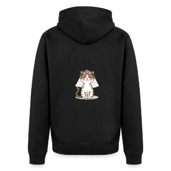 Bride Bride To Be Cat Kitten Engagement Bachelor Party - Unisex Premium Organic Zip Hoodie - black - Back - Nico (187cm)