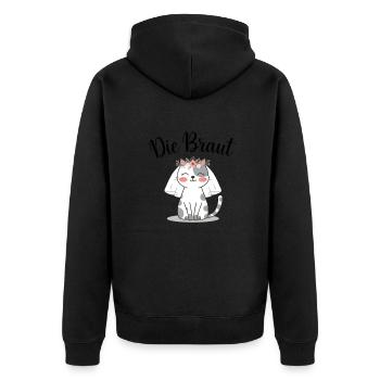 Bride Bride To Be Cat Kitten Engagement Bachelor Party - Unisex Premium Organic Zip Hoodie - black - Back - Nico (187cm)