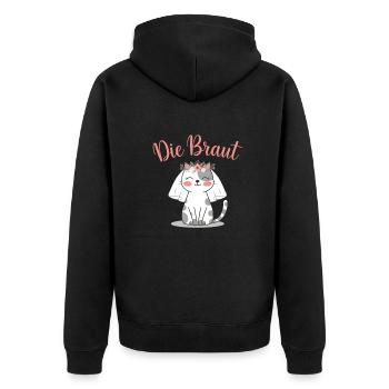 Bride Bride To Be Cat Kitten Engagement Bachelor Party - Unisex Premium Organic Zip Hoodie - black - Back - Nico (187cm)