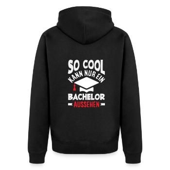 Only a bachelor's degree can look so cool - Unisex Premium Organic Zip Hoodie - black - Back - Nico (187cm)
