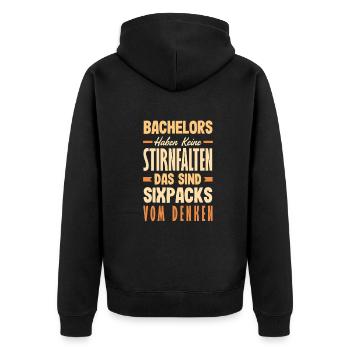 Bachelors have no forehead wrinkles These are - Unisex Premium Organic Zip Hoodie - black - Back - Nico (187cm)