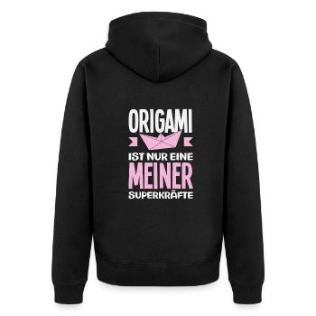 Origami is just one of my superpowers - Unisex Premium Organic Zip Hoodie - black - Back - Nico (187cm)