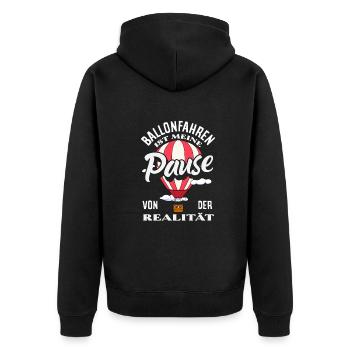 Ballonfahren Ist Meine Pause Von Der Realität - Unisex Premium Bio Zip Hoodie - Schwarz - Hinten - Nico (187cm)