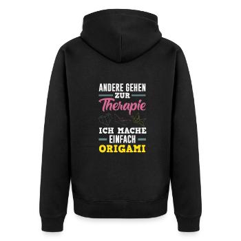 Others go to therapy, I - Unisex Premium Organic Zip Hoodie - black - Back - Nico (187cm)