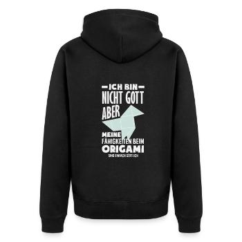 Origami Abilities Simply Divine - Unisex Premium Organic Zip Hoodie - black - Back - Nico (187cm)